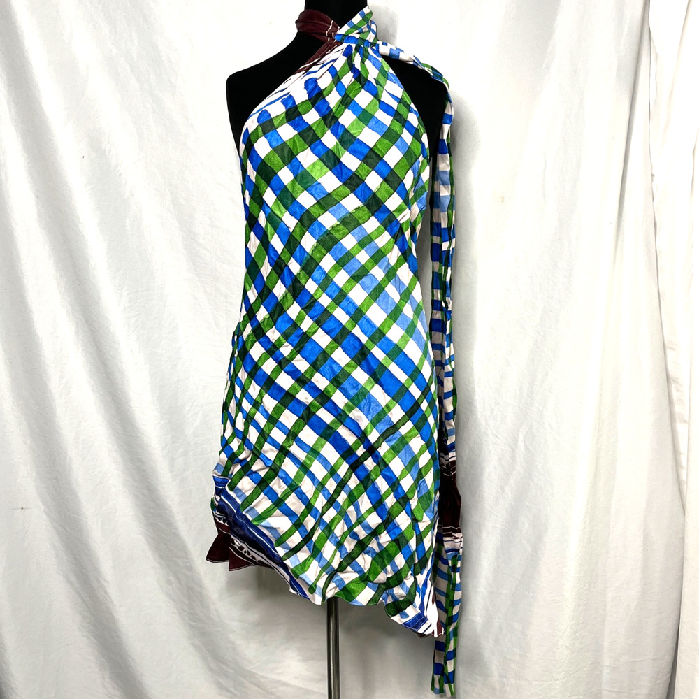 Topshop satin tie neck mini dress in scarf print Size 4